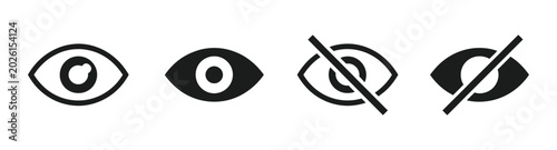 Foto View icon eye symbol set representing open and closed visibility control privacy