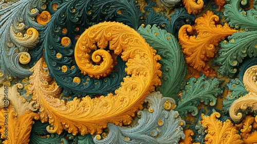 Colorful chaotic fractal abstract pattern, 3D render. 