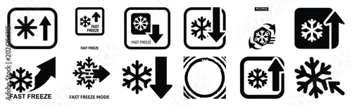 Fotografía Minimalist refrigerator fast freeze mode silhouette icon set