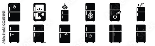 Quadro em tela Minimalist refrigerator standby mode silhouette icon set
