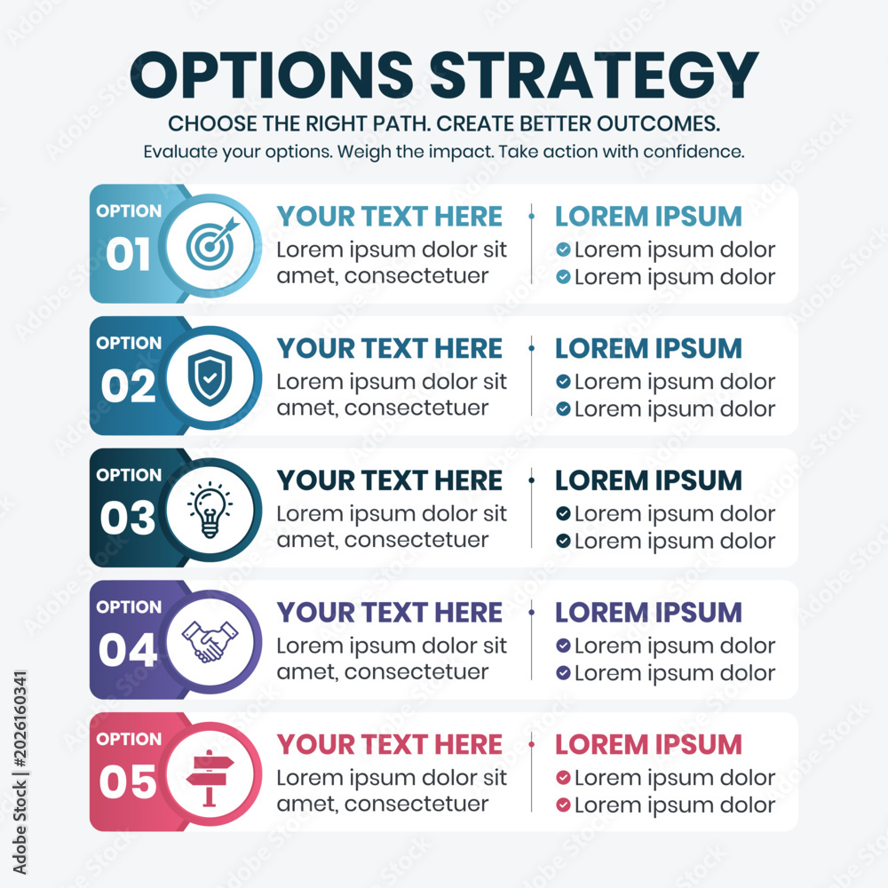 Options Strategy Infographic Template with 5 Strategic Business ...