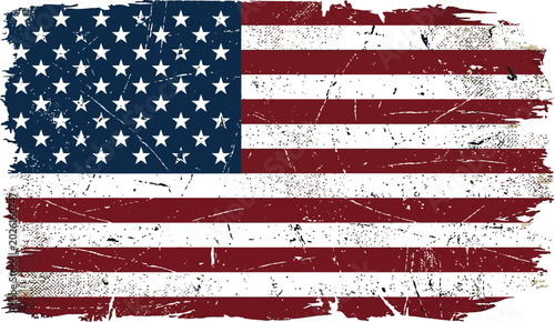 American flag displays a worn and weathered texture for a vintage.