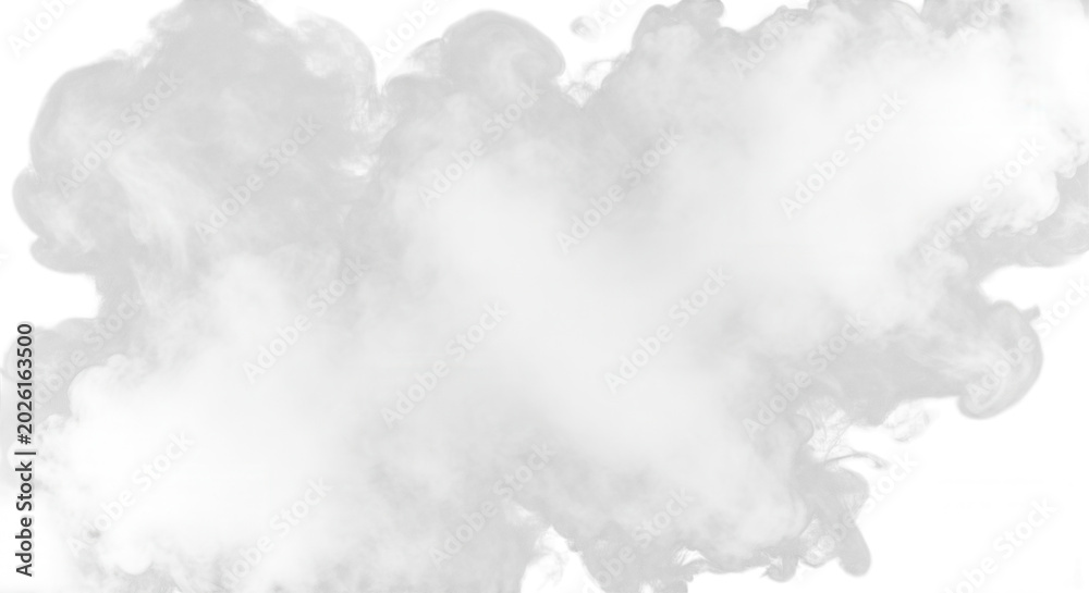 Fototapeta premium Wispy white smoke swirling against a stark black background with ample copy space