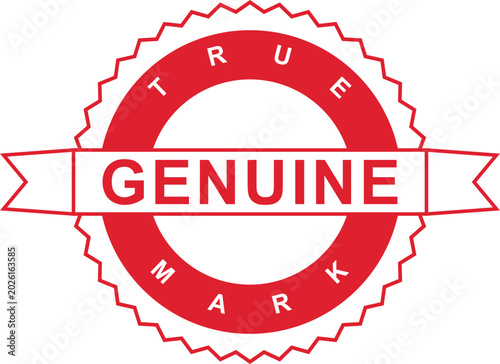 Tableau sur toile Vibrant red seal stamp for genuine and true mark verification featuring a stylis