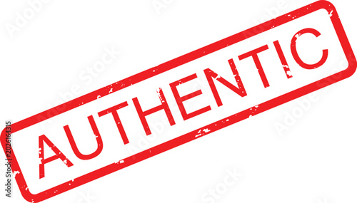 Fotografie Grungy red rubber stamp prominently featuring the word AUTHENTIC, signifying gen