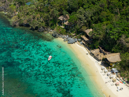 Fotografía Drone view of Seven Commando Beach in El Nido Palawan