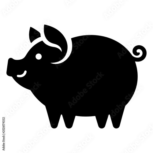 Photography Black filled illustration of a pig