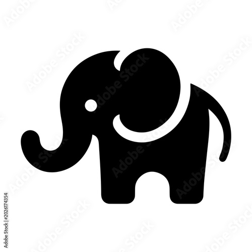 Photography Black filled illustration of an elephant