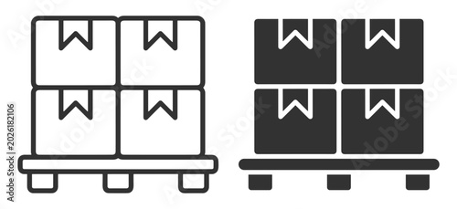 Foto stacked cardboard boxes on wooden pallet vector illustration icon on transparent