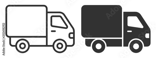 Foto delivery truck icon set outline and solid style vector illustration on transpare