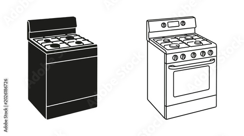 Quadro su tela kitchen stove outline and solid fill domestic cooking appliance