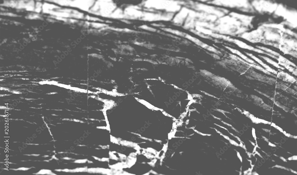 Obraz premium High contrast black marble surface texture with white vein and crack detail