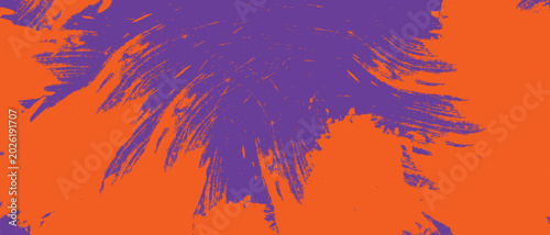 Abstarct Grunge Brush Background. Vibrant orange and purple tie dye pattern.