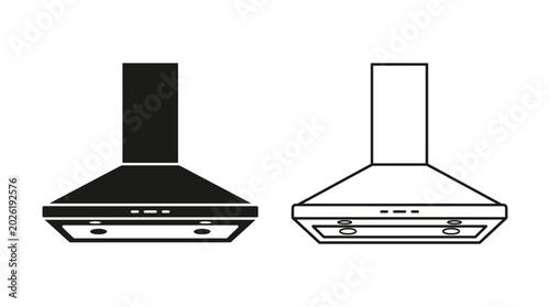 Tableau sur toile kitchen range hood silhouettes black and white line art