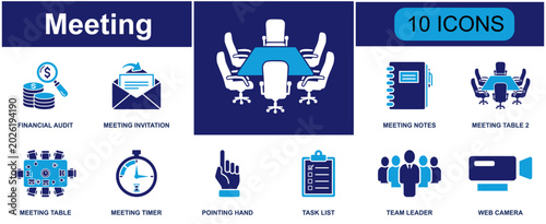 Schilderij op canvas Meeting icon set