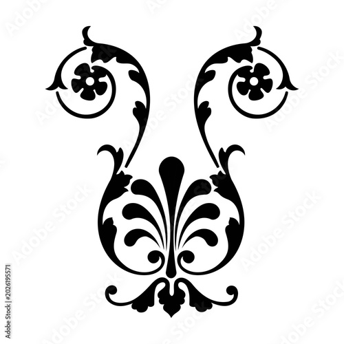 Vintage Baroque Floral Ornament Silhouette 