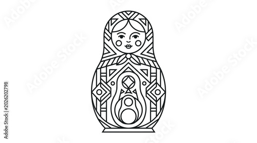 Obraz na plátně Traditional Russian Matryoshka Nesting Doll with Intricate Folk Art Patterns on isolated white background