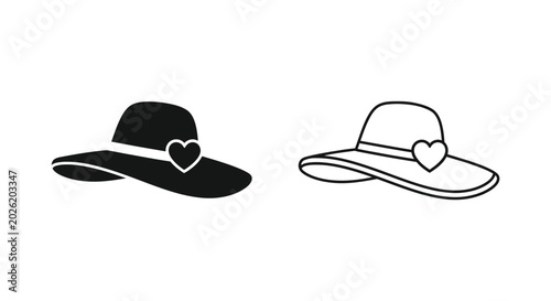 Obraz na płótnie Wide brim hat with heart detail set fashion