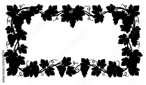 Grapes frame vector illustration decorative vineyard border isolated on white