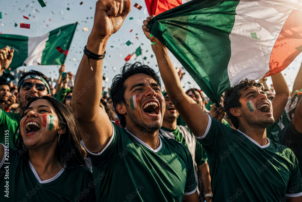 Obraz premium Mexican Fans Celebrating Victory
