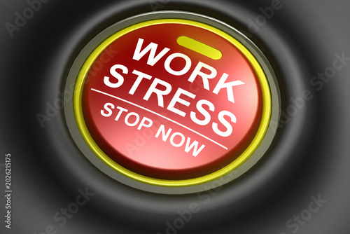 Work stress concept with stop button
