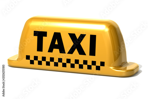 Yellow taxi roof sign isolated