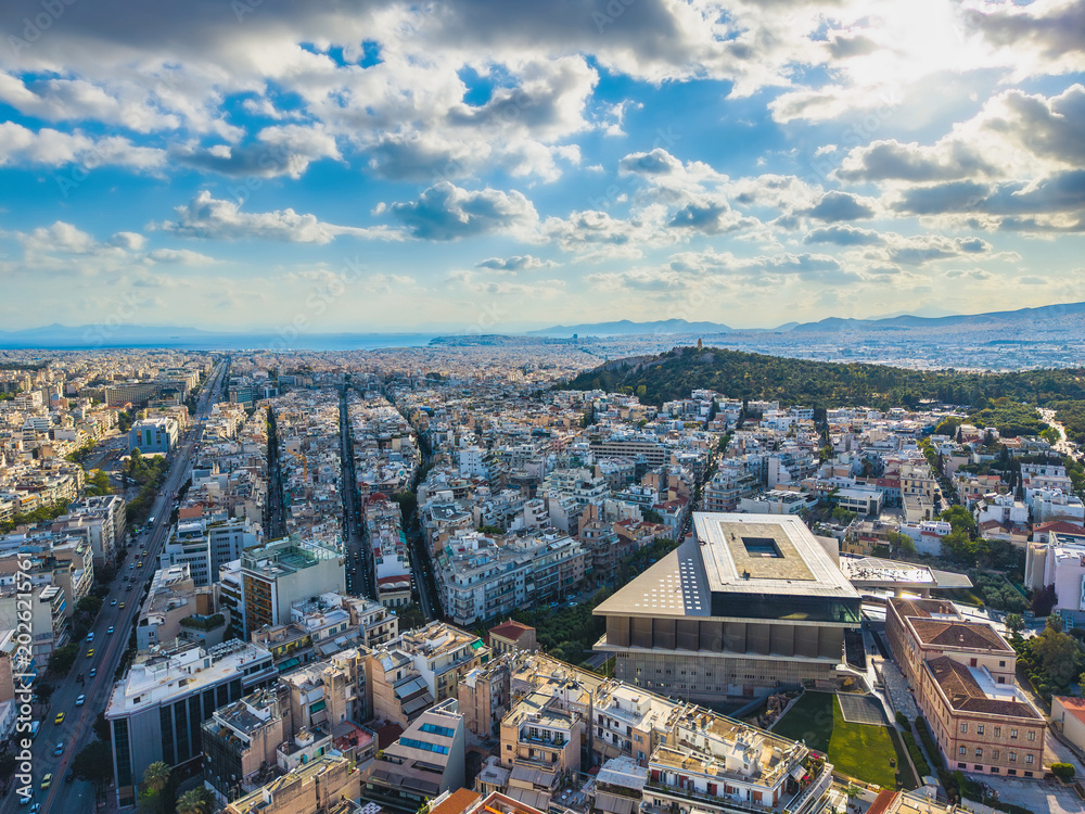 Obraz premium Aerial view of Zappeion Hall and central Athens
