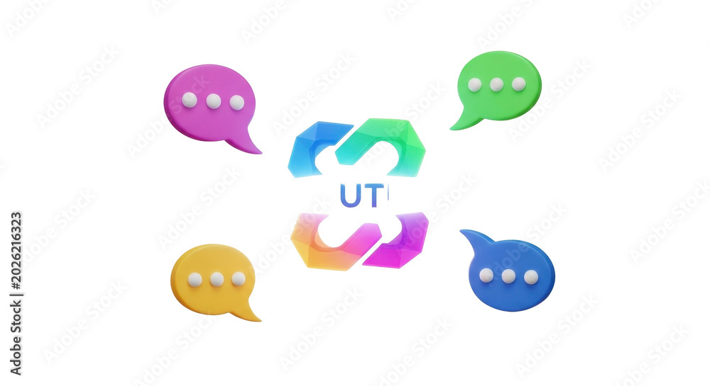 Obraz premium Vibrant Speech Bubbles with 'UT!' Logo