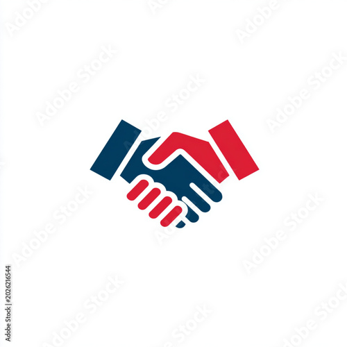 A logo icon for handshake, a professional logo mark, vector illustration, white background, corporate partnership, business agreement, and minimalist design 