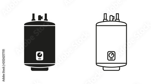 Billede på lærred water heater silhouette black and white line art illustration