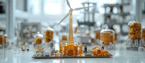 Model of Renewable Energy with Wind Turbines and Workers at Workstation