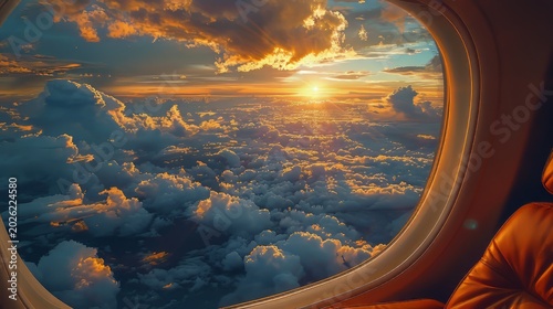 Sunset View from Airplane Window