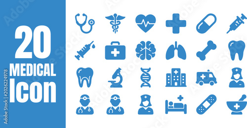 Medical icons set with various health symbols