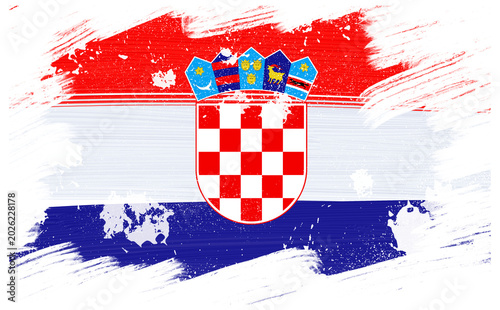 Foto croatian flag with strokes and paint splatters