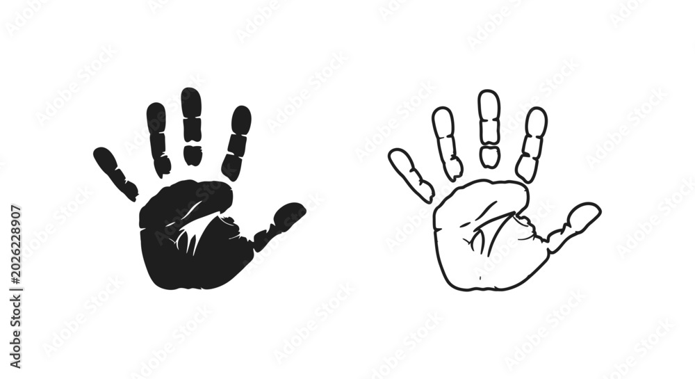 Fototapeta premium Human hand print in black and white style