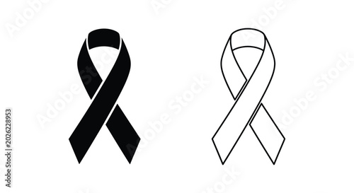 Foto Awareness ribbon in black and white style