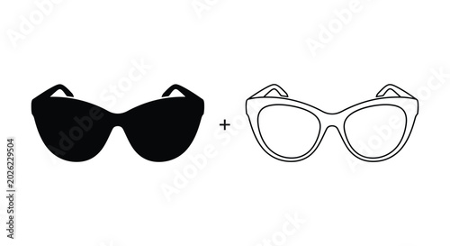 Cat eye sunglasses in silhouette and line