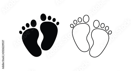 Black and white baby footprint set feet