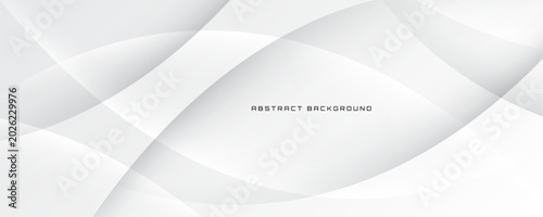 3D white abstract background overlap layer on bright space with flowing waves effect decoration. Modern graphic design element cutout style concept for web banner, art, flyer, card, or brochure cover