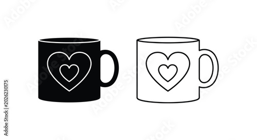 Coffee mug with heart in two styles