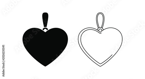 Heart shaped pendant in solid and outline