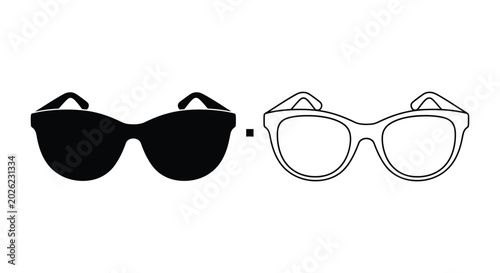 Black and white of eyeglasses set eyewear