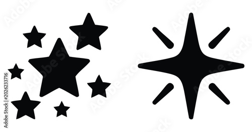 Foto Black star and firework silhouettes against a white background festive holiday d