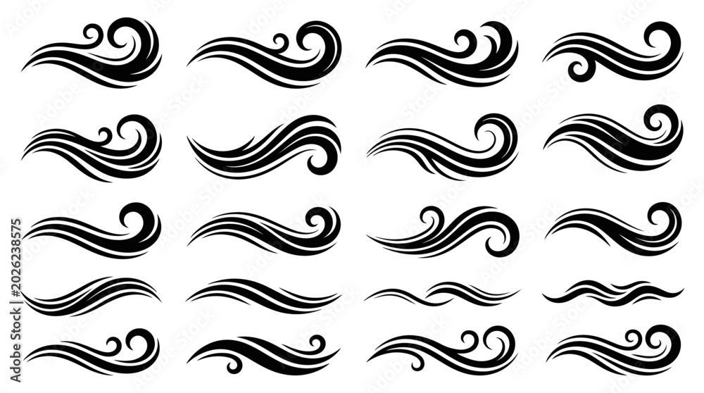 Fototapeta premium Black swirl design elements.
