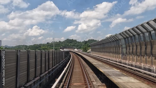 Train front view in suburban Kuala Lumpur, Malaysia