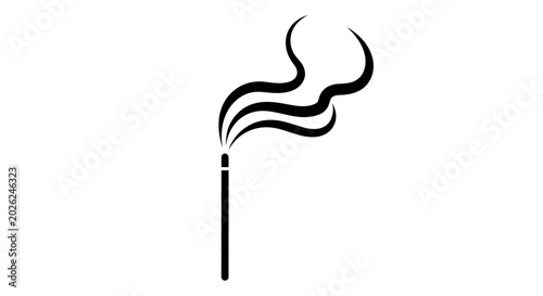 Photos Incense stick emitting fragrant smoke swirls serves as a minimalist spiritual icon representing meditation and relaxation practices for wellness or lifestyle oriented graphic design projects