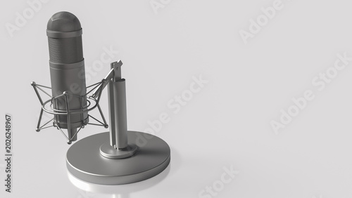 Professional Studio Microphone For Podcast Recording 3d render.