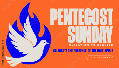 Fotografía Pentecost sunday banner with dove in flame