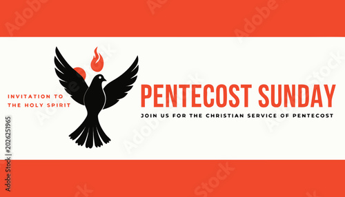 Foto Pentecost sunday banner with dove in flame