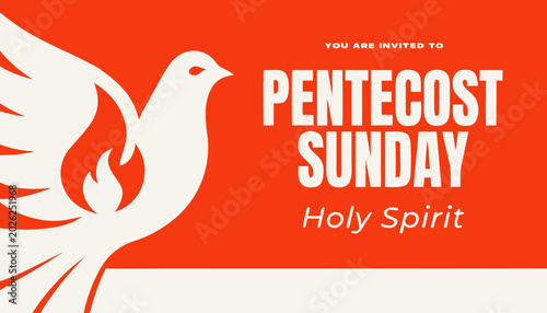 Foto Pentecost sunday banner with dove in flame